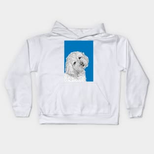 Cockapoo Dog Portrait ( blue background ) Kids Hoodie